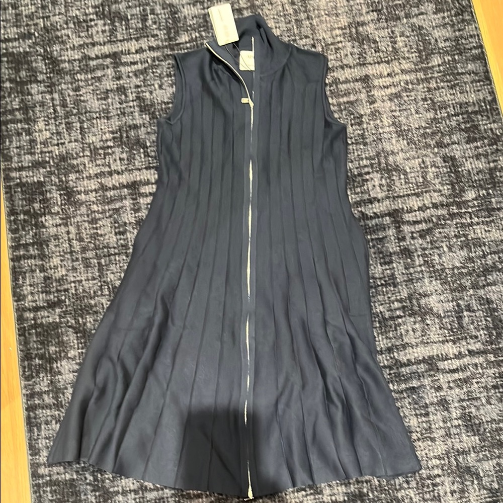 ADEAM Gray Pleated Mock Neck Sheath Dress